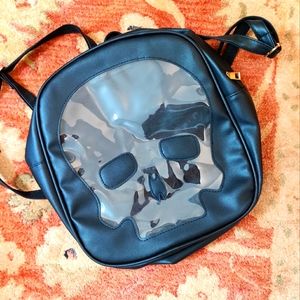 Black pin trader backpack w/ Skull display window